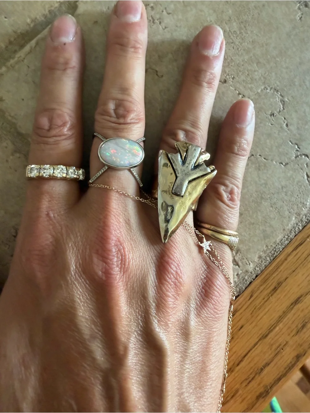 Low Luv By Erin Wasson Gold and Silver Tone Statement Arrowhead Ring Size 8
